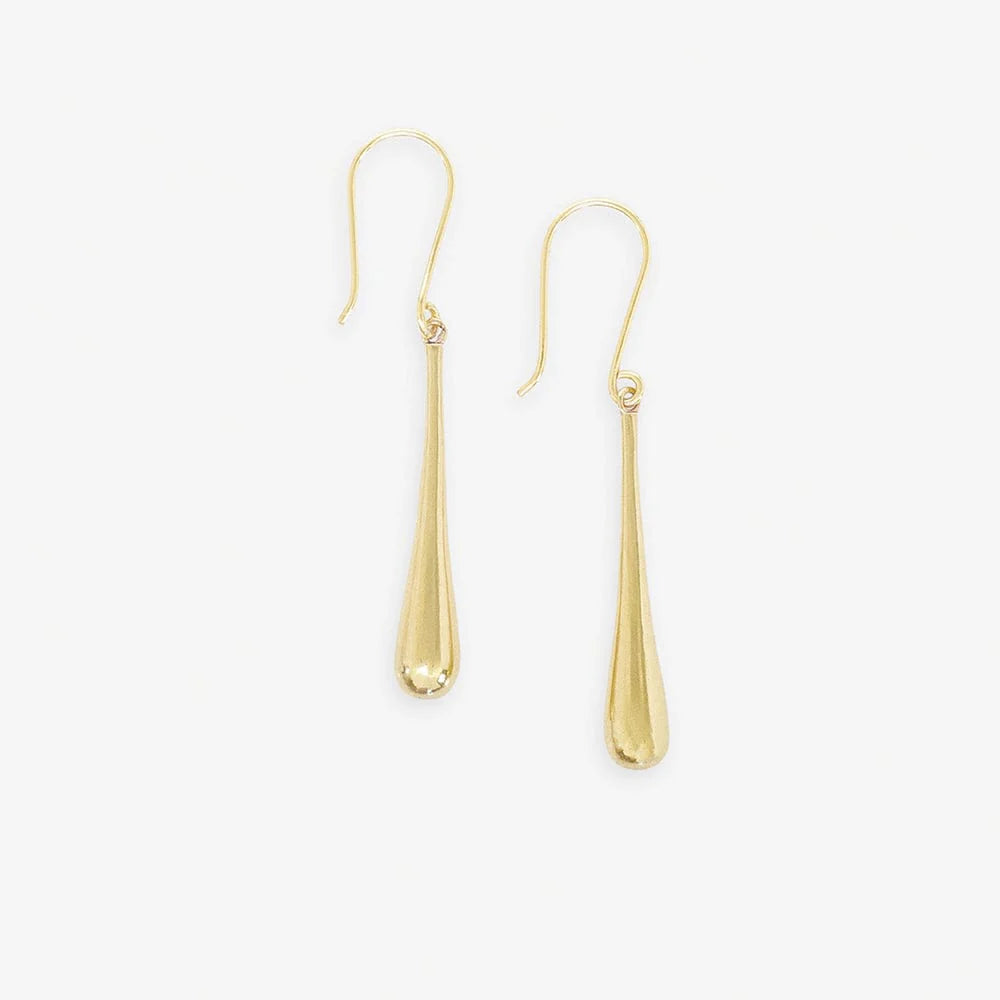 Savannah Teardrop Thin Drop Earrings Brass