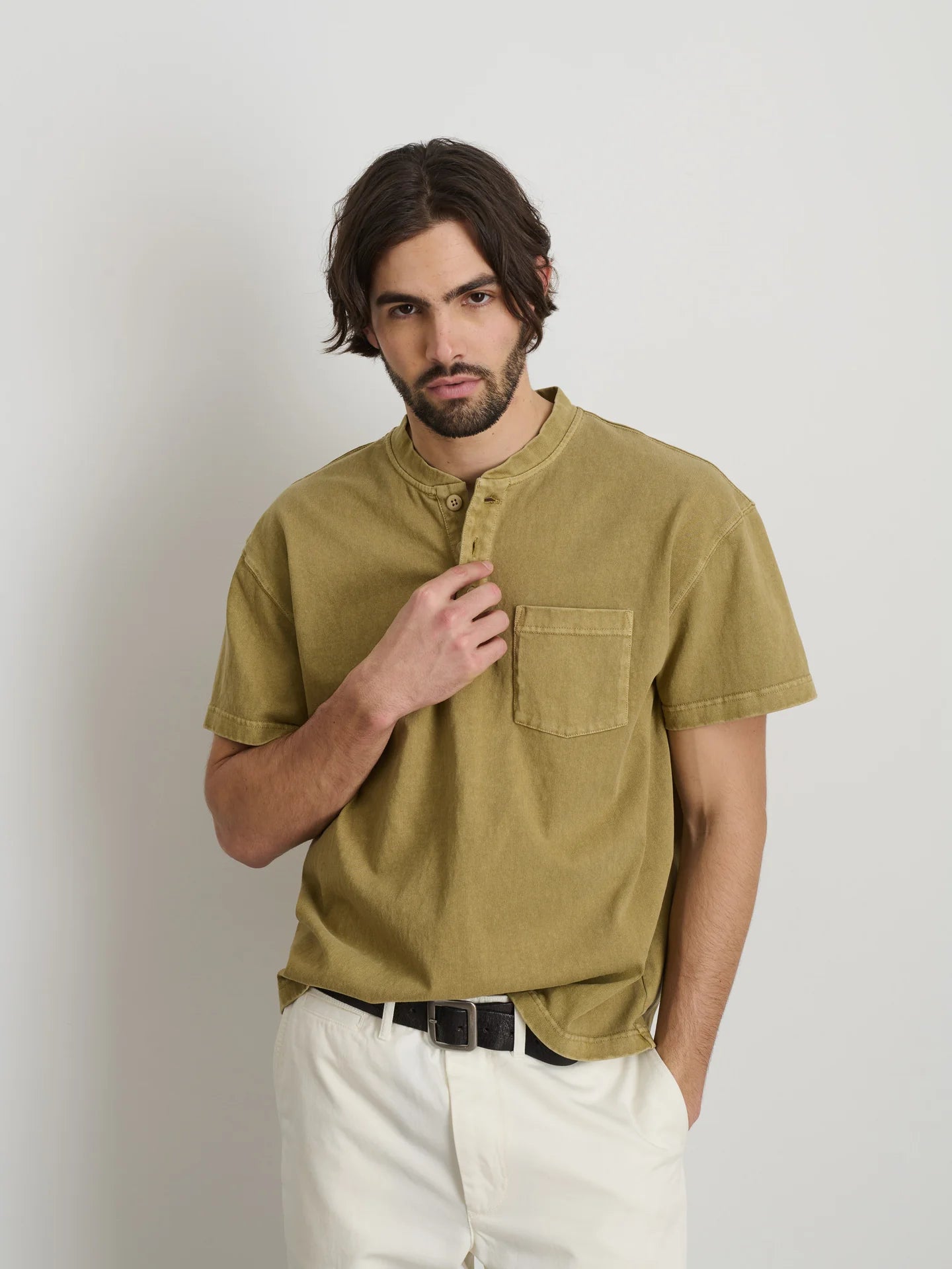 Allan Short Sleeve Henley in Heavyweight Jersey