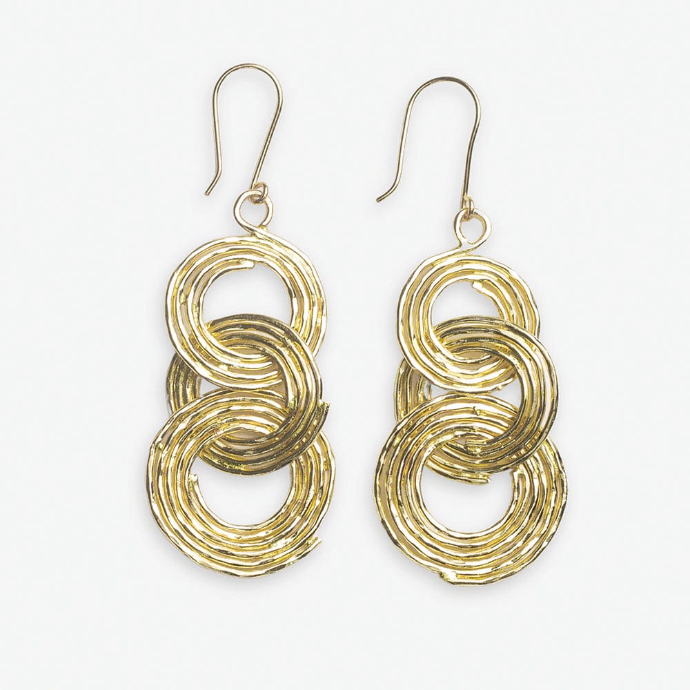 Sloane Spiral Interlinking Circles Drop Earrings Brass