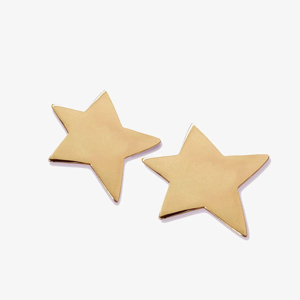 Star Large Post Earrings Brass