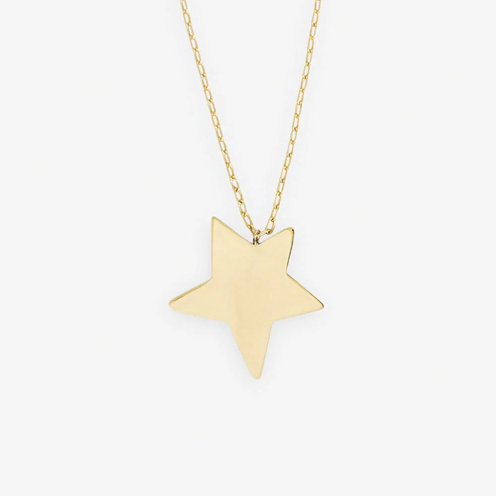 Star Statement Pendant Necklace Brass