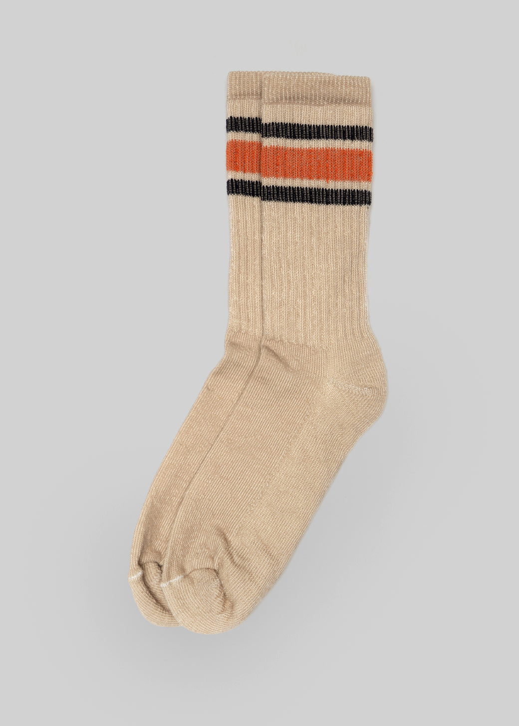 The Merino Activity Crew Sock - Classic Tan with Navy/Rust