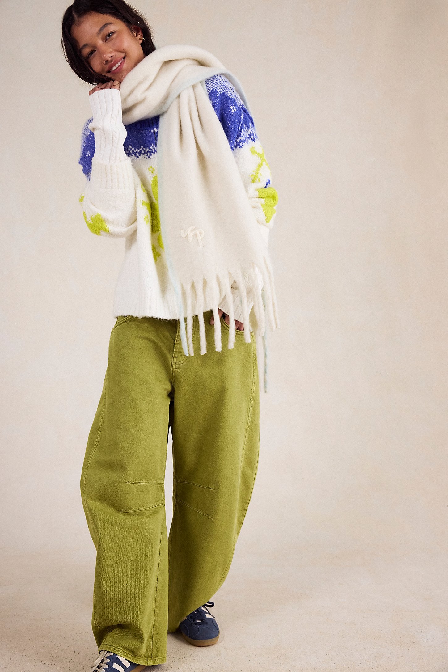 Winter Chill Blanket Scarf in Ivory