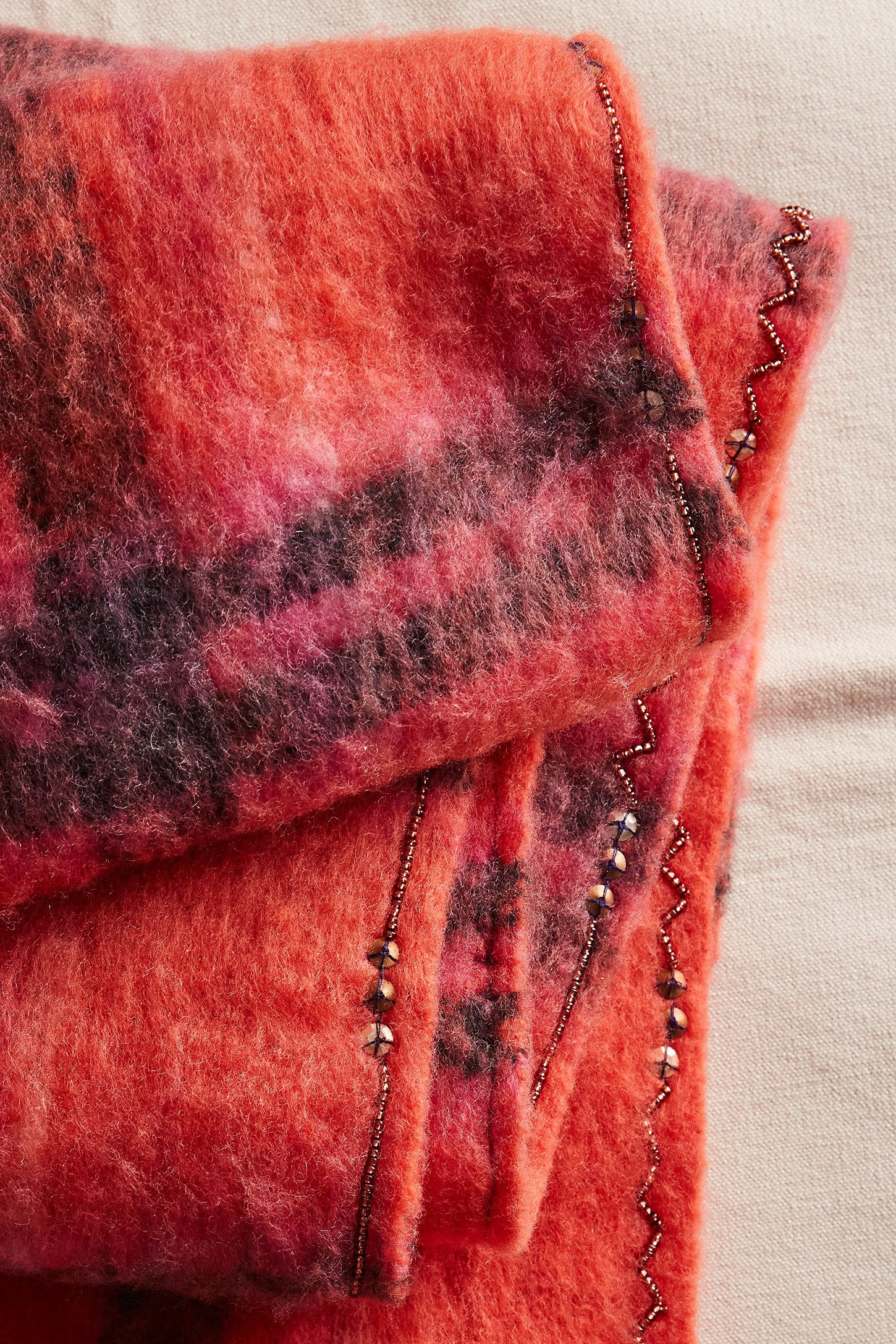 Highland Plaid Skinny Scarf in Pink Combo