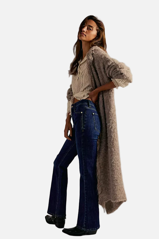 Double Knot High Rise Straight Jean in Aegean