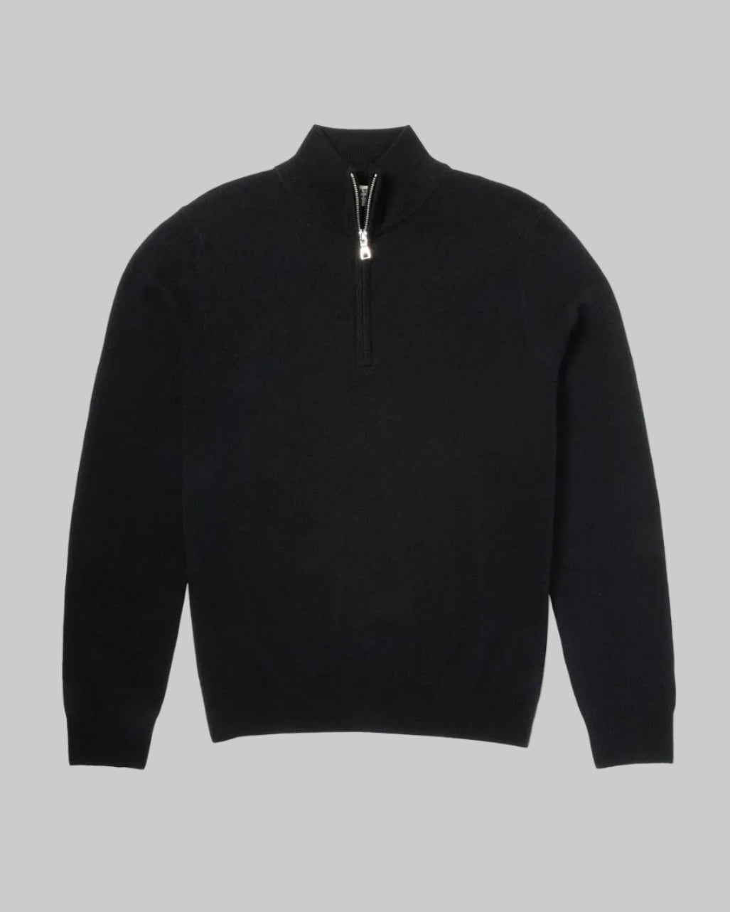 The Hudson 1/4 Zip Sweater in Merino Cashmere - Shadow Black