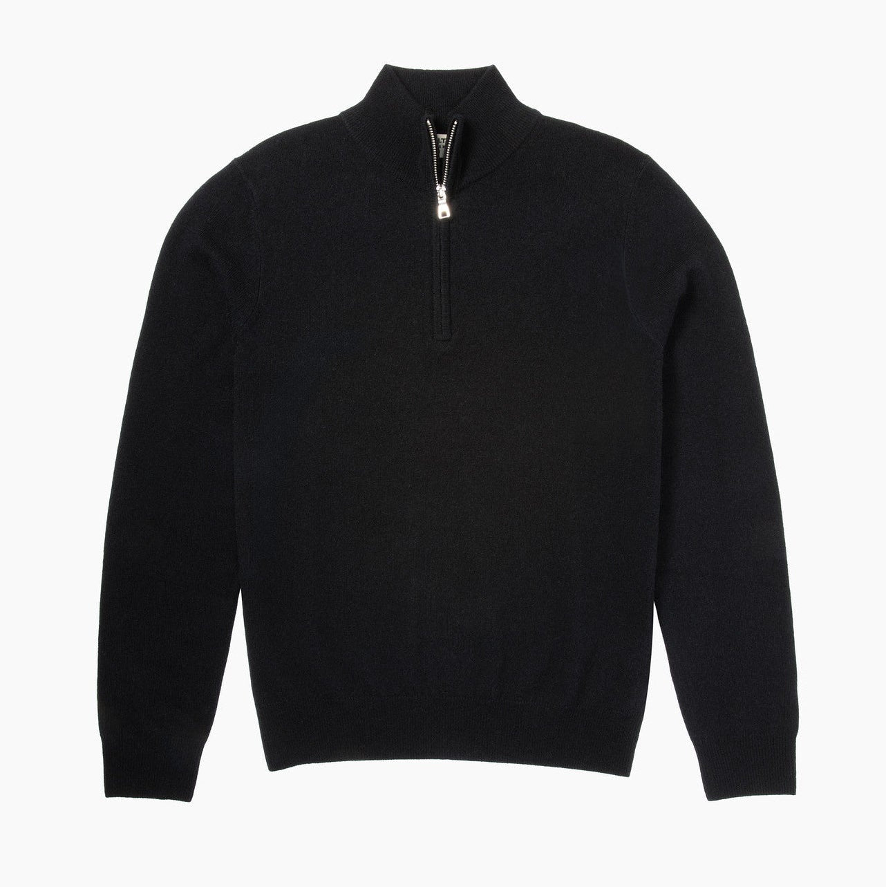 The Hudson 1/4 Zip Sweater in Merino Cashmere - Shadow Black