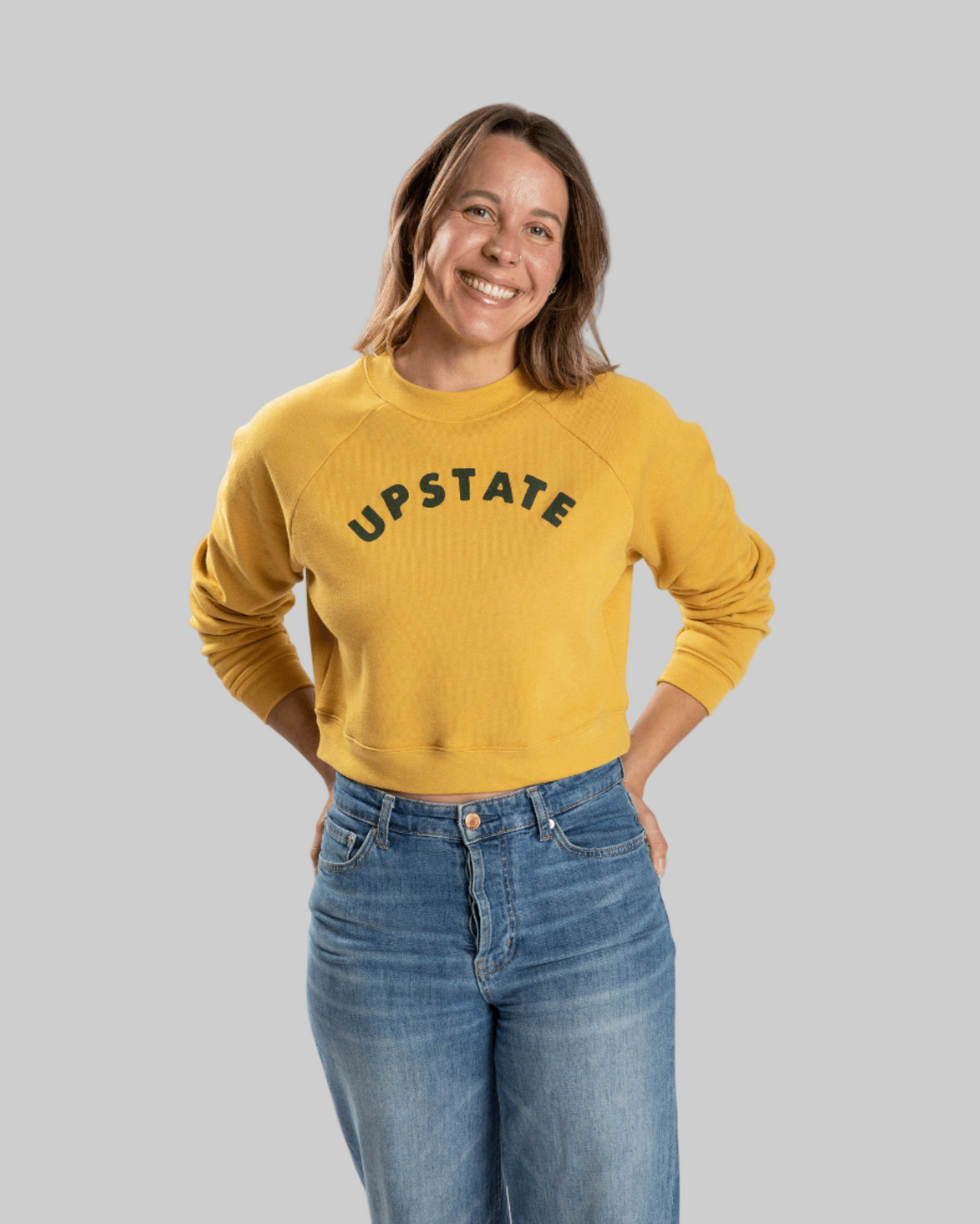 Women's Upstate Arch Crop Crewneck - Heather Mustard