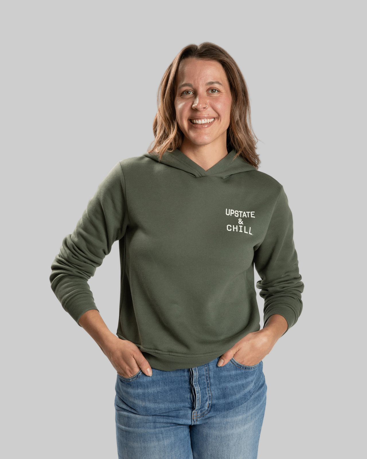 Women's The Heart: Upstate & Chill Hoodie - Military Green