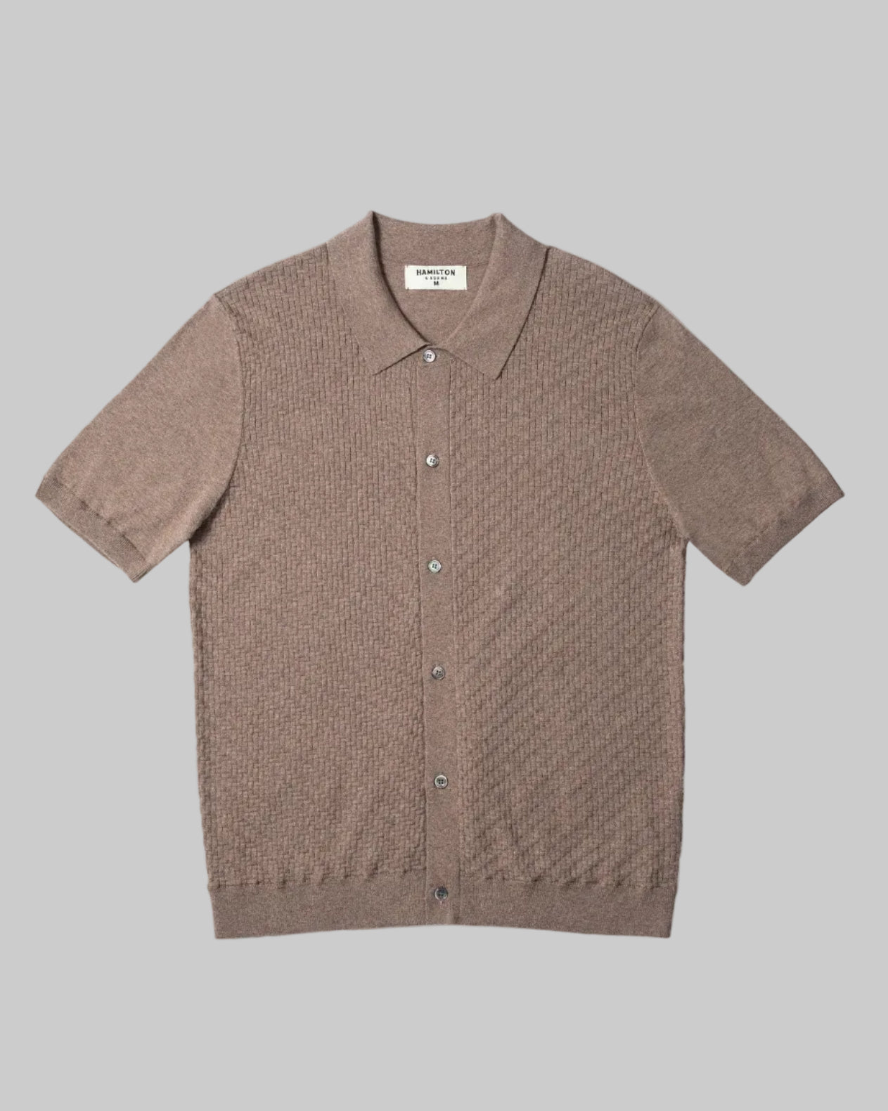 The Mauro Basket Weave Polo - Fawn Heather