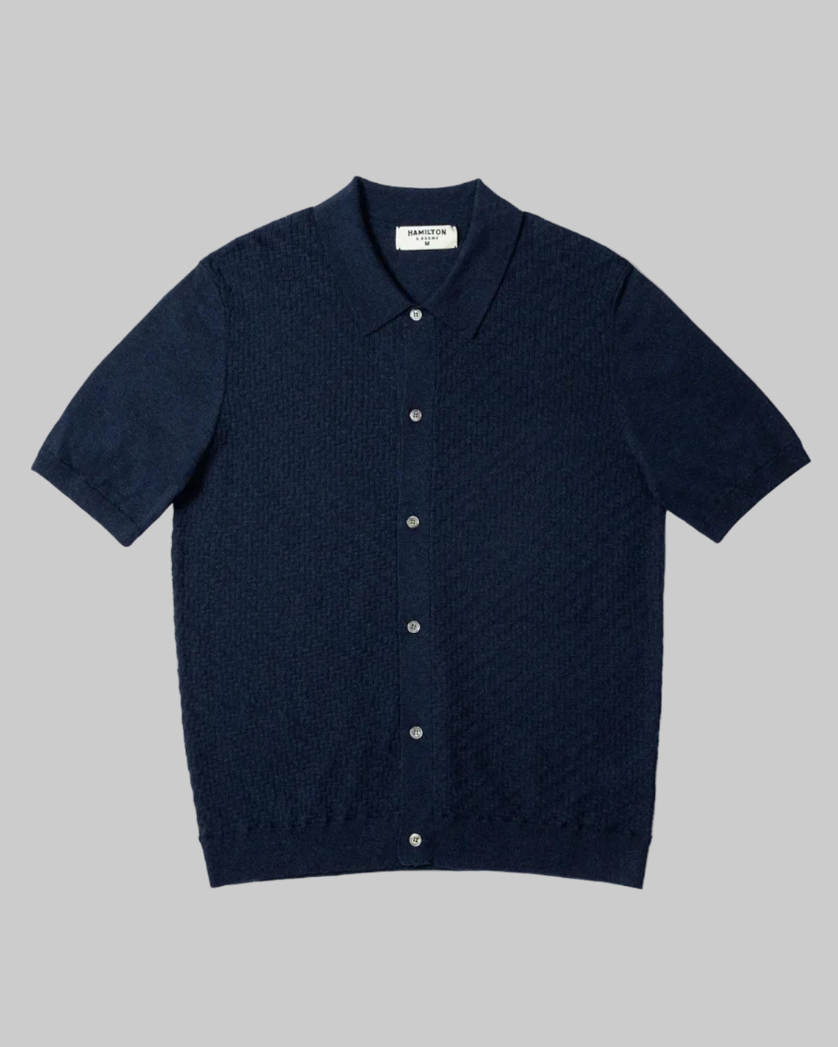 The Mauro Basket Weave Polo - Navy Heather
