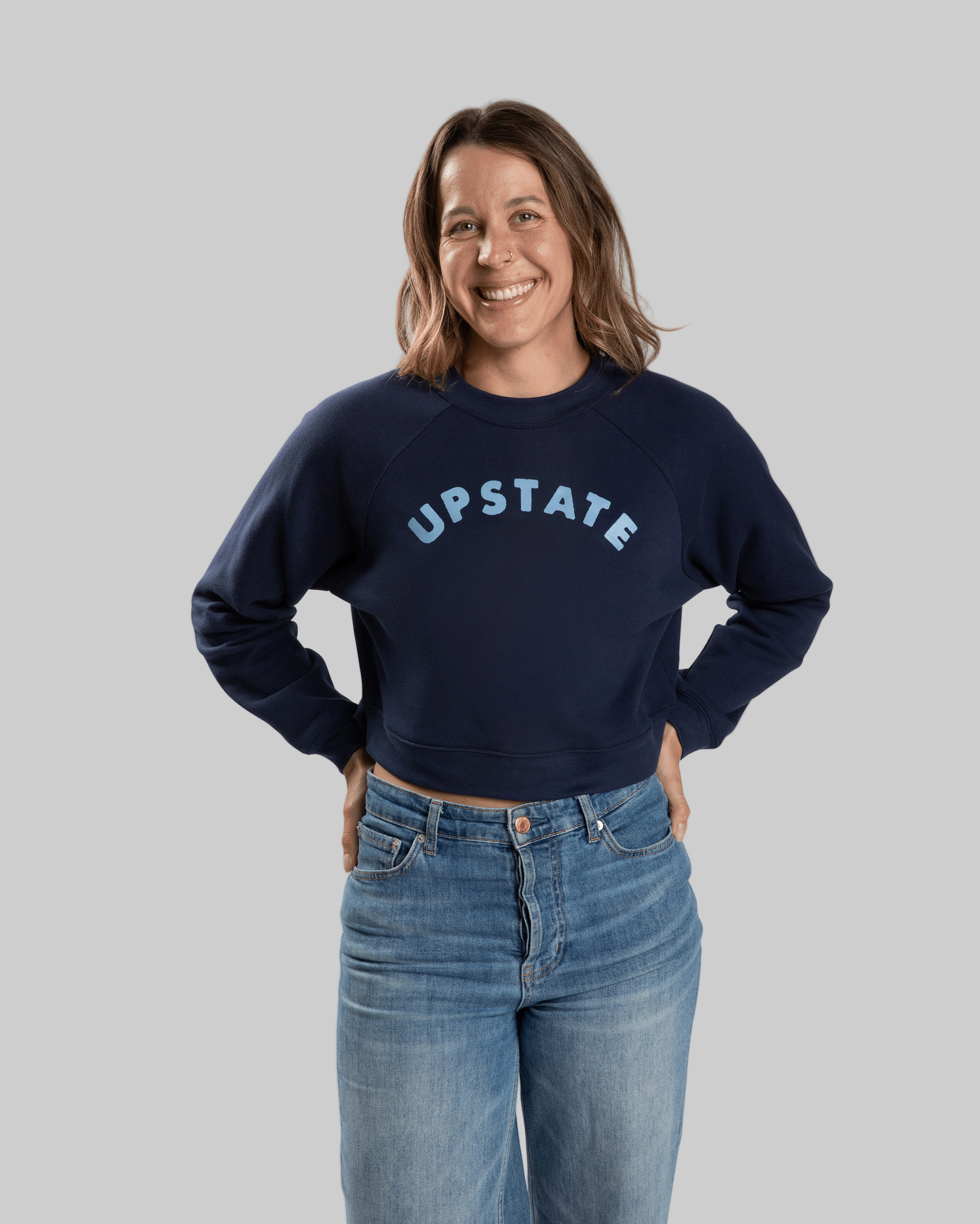 Women's Upstate Arch Crop Crewneck - Navy/Allure
