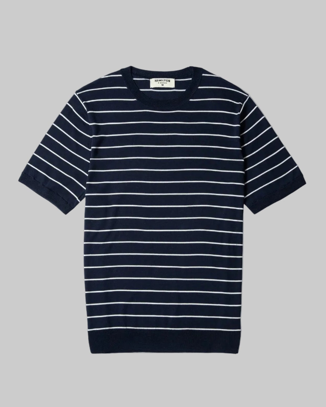 The Harold Striped Crew Neck Tee - Navy/White Stripe