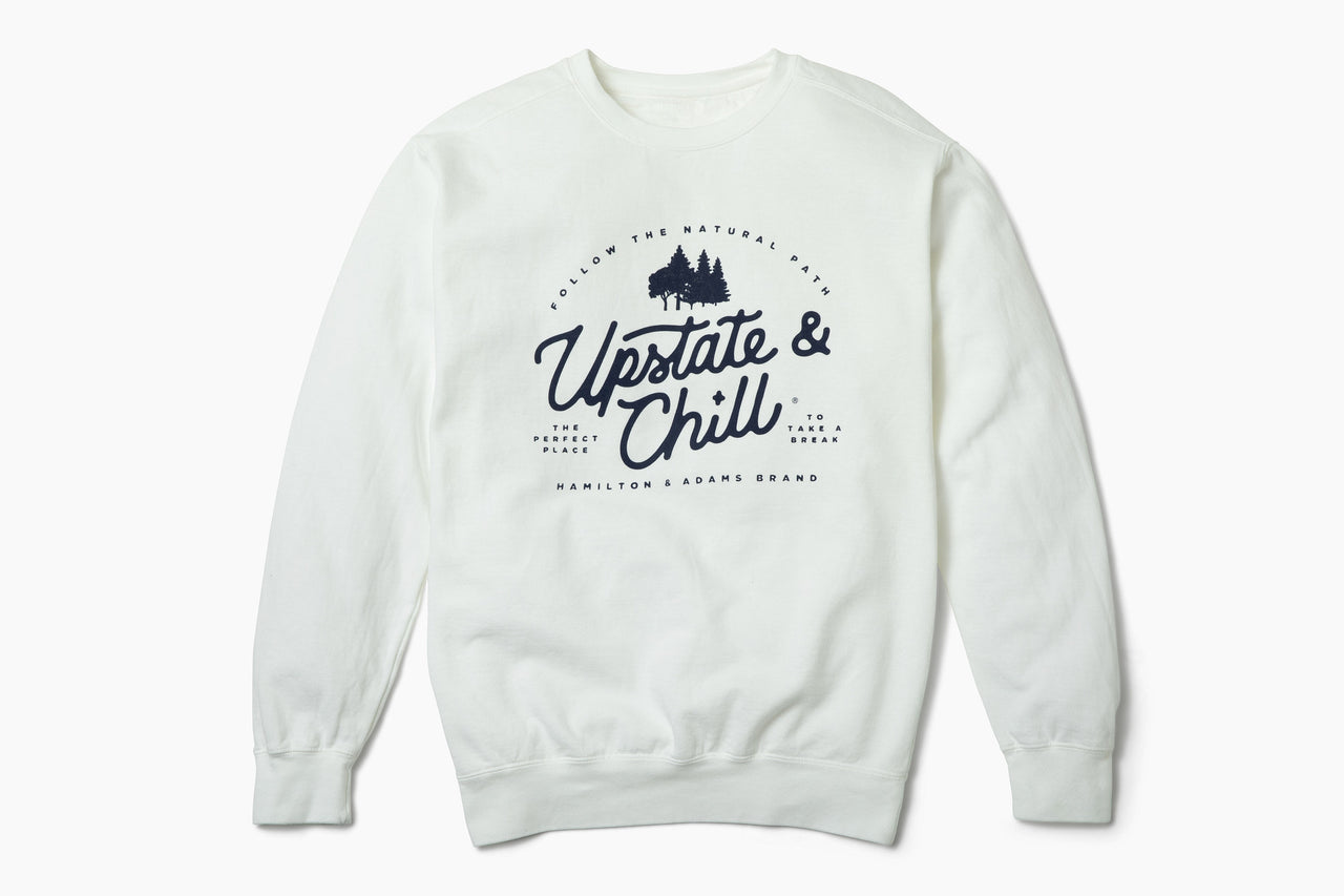 Upstate & Chill® Perfect Place Crewneck - White/Navy