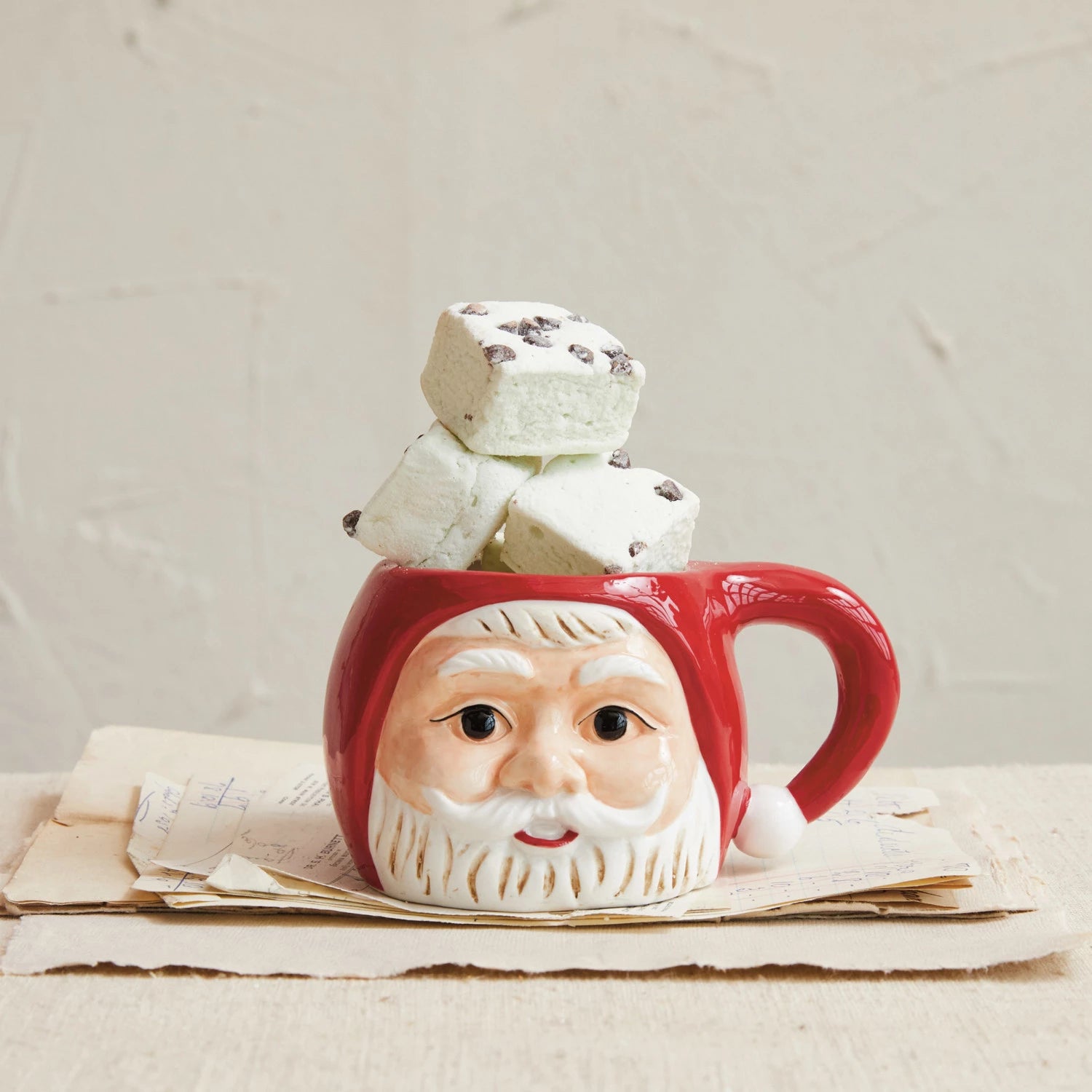 14oz Vintage Stoneware Santa Mug