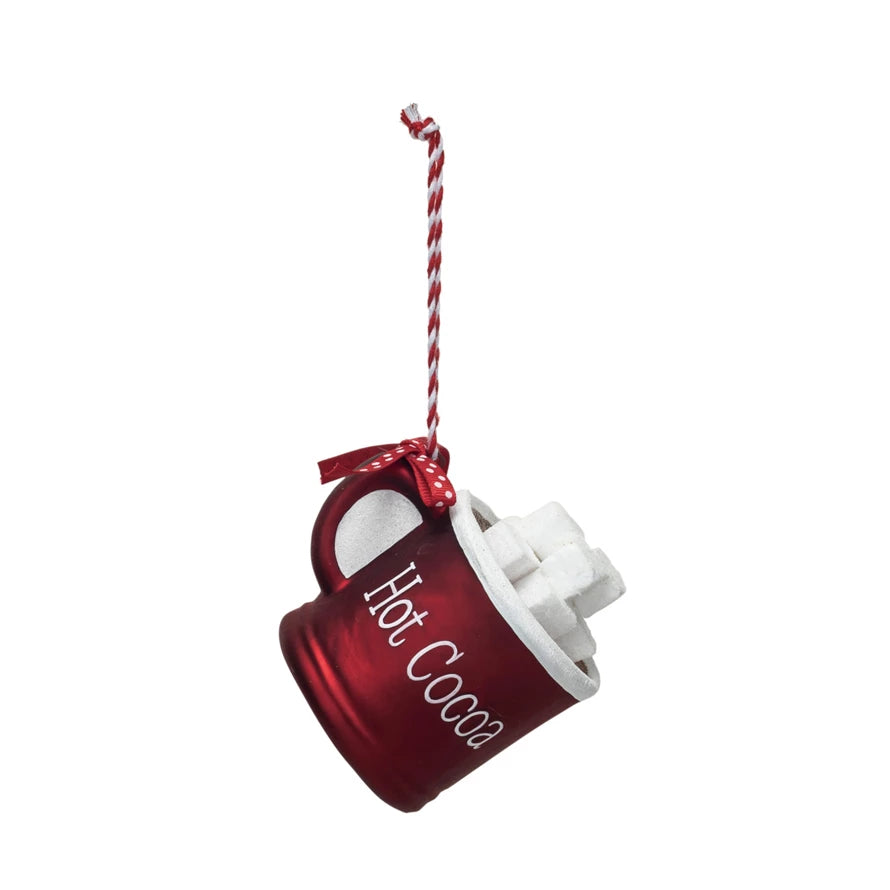 Hot Cocoa Mug Ornament Red & White