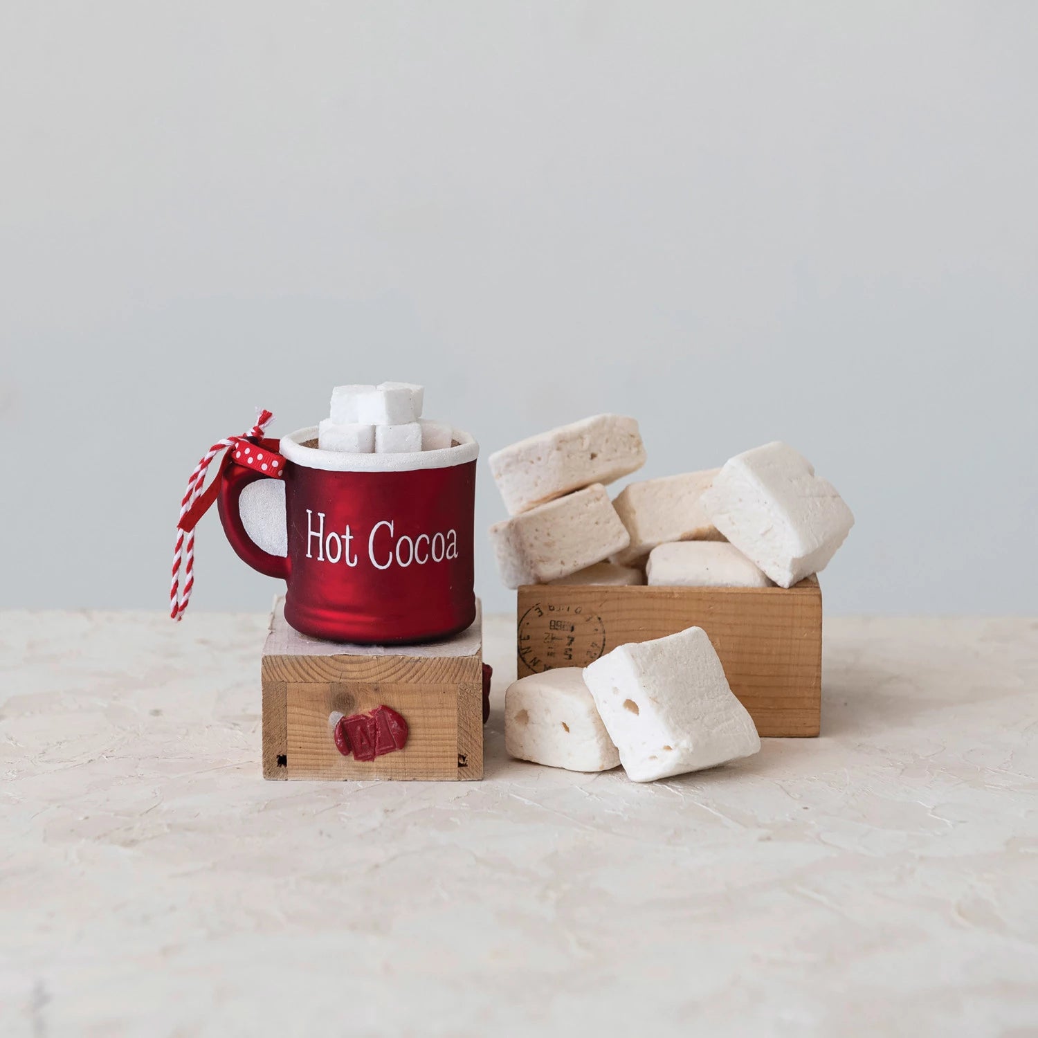 Hot Cocoa Mug Ornament Red & White