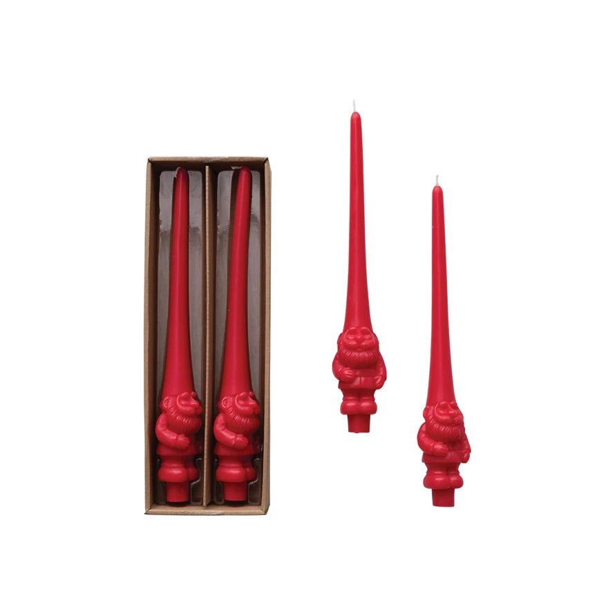 Red Unscented Gnome Shaped Taper Candle