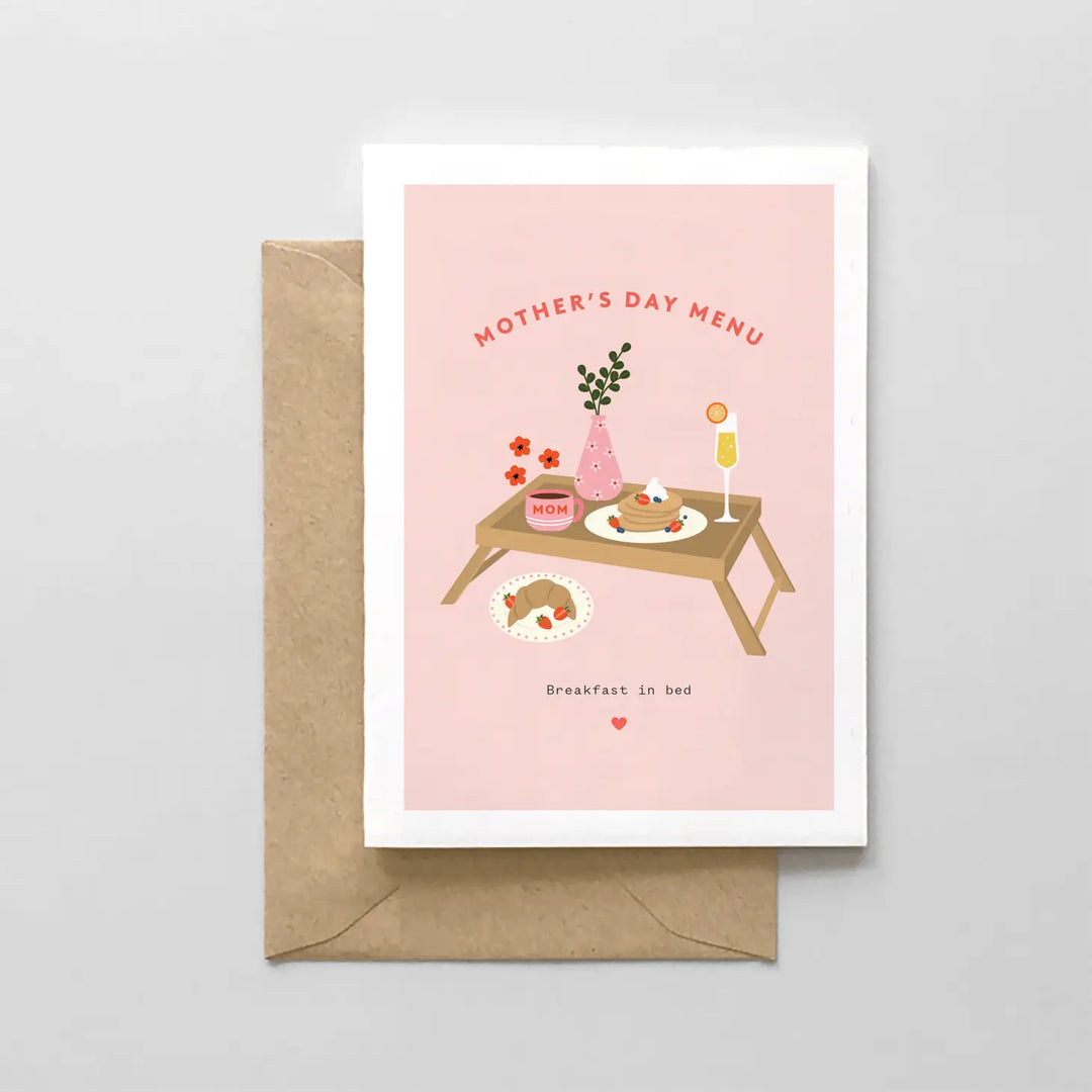 Mother's Day Menu : Breakfast in Bed - Mother's Day Card