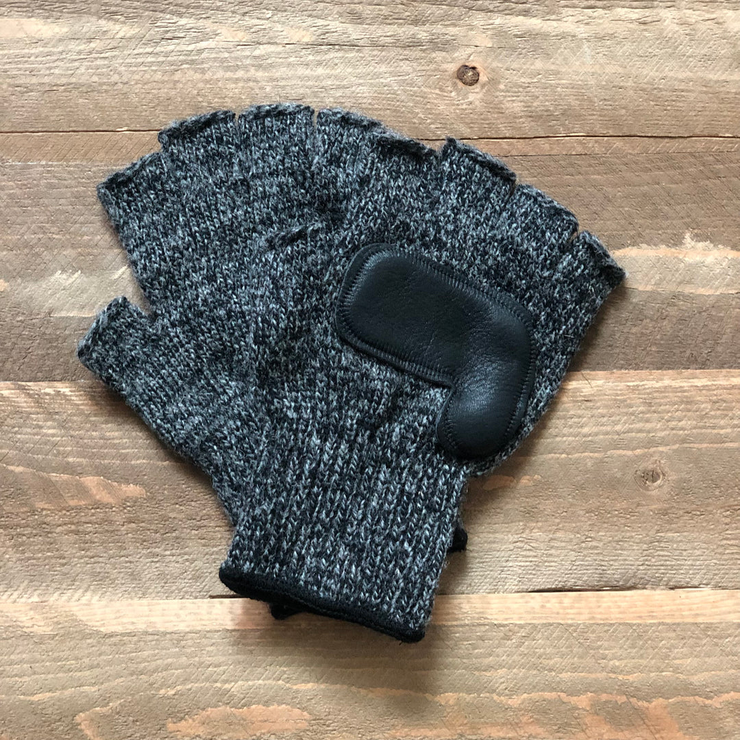 Fingerless Wool Glove with Deerskin